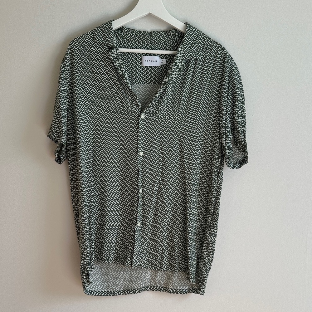 Topman Green and White Casual Shirt